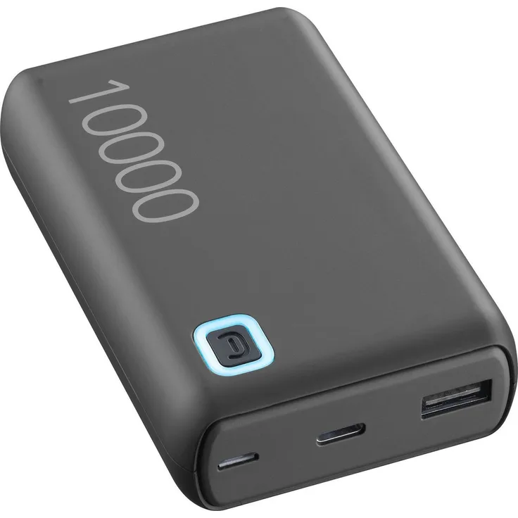 Cellularline ESSENCE Turbo 10000 Powerbank, tragbares Ladegerät mit 20-W-USB-C-Power-Delivery, 10000 mAh, schwarz