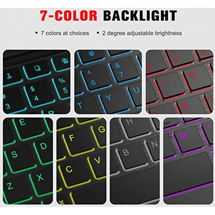 Fintie iPad Air 11" 2024/ iPad Air 5 2022/ iPad Air 4 10.9" Hülle mit abnehmbarer Tastatur - OzeanMarmor, Hintergrundbeleuchtung, Stifthalter – Bild 5