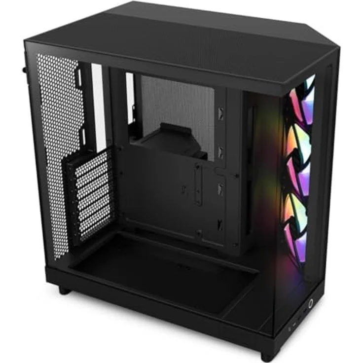 NZXT H6 Flow RGB PC-Gehäuse, innovatives Design mit Panorama-Glas und RGB-Lüftern, schwarz – Bild 2