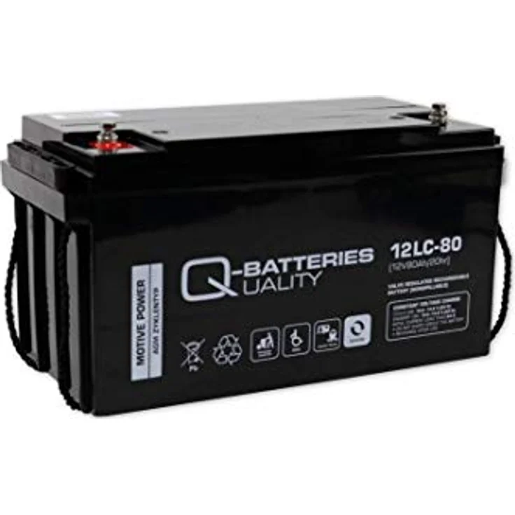 Q-Batteries 12LC-80, 12V - 80Ah AGM Blei Akku, wartungsfrei, Deep Cycle VRLA für Elektromobile, Wohnmobile und Solaranlagen – Bild 1