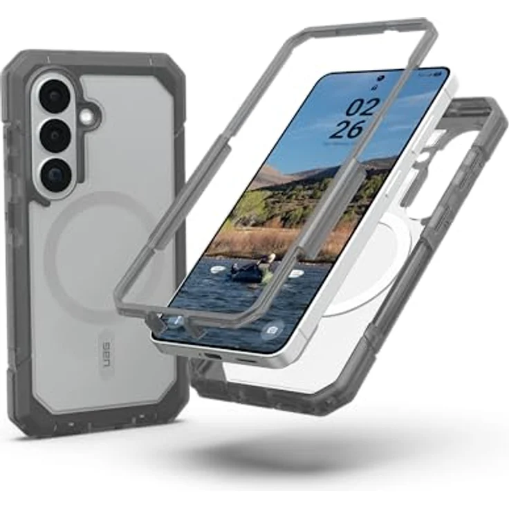 URBAN ARMOR GEAR Trooper MS Case für Samsung Galaxy S26, Wireless Charging-kompatibel, 9,1 Meter Fallschutz, transparent/ash (grau) – Bild 1