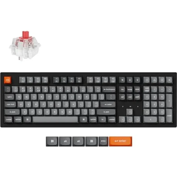 Keychron K10 Max Custom Wireless Mechanische Tastatur, 2.4 GHz/Bluetooth/USB-C, RGB, QMK/VIA Programmierbare Makros Hot-Swap, PBT Keycaps, für Mac Windows, Super Red Switch, QWERTY US Layout