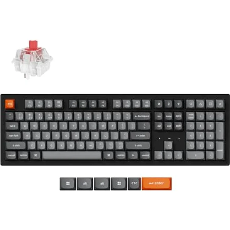 Keychron K10 Max Custom Wireless Mechanische Tastatur, 2.4 GHz/Bluetooth/USB-C, RGB, QMK/VIA Programmierbare Makros Hot-Swap, PBT Keycaps, für Mac Windows, Super Red Switch, QWERTY US Layout – Bild 1