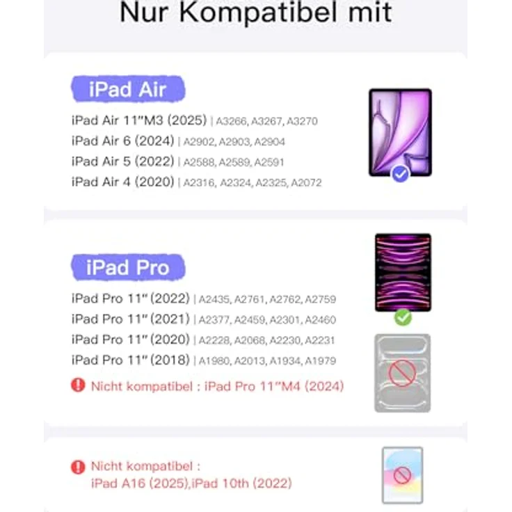 Inateck iPad-Tastaturhülle für iPad Air 2024, iPad Air Pro 10.9/11/12.9/13 Zoll (Bluetooth, Hoch-/Querformat Ständer, 7-farbige Beleuchtung) – Bild 2