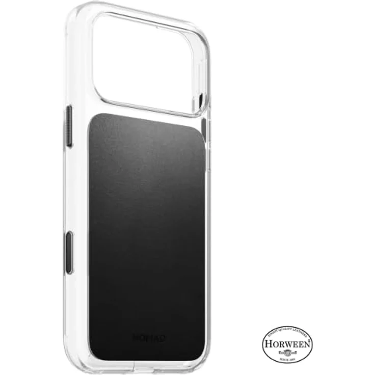 Nomad Clear Leather Case für iPhone 18 Pro Max/17 Pro Max, transparent mit schwarzem Horween-Ledereinsatz – Bild 3