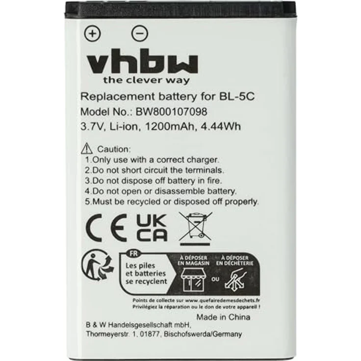vhbw 1x Lithium-Ionen Akku kompatibel mit Techniradio DAB+ Radio, 1200 mAh, 3,7 Volt, wiederaufladbar – Bild 1