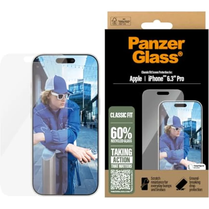 Panzer Glass PanzerGlass Klassische Passform Displayschutzfolie für Apple iPhone 16 Pro 6,3 Zoll 2024, gehärtetes Glas, Anti-Fingerabdruck, einfache Installation, – Bild 2