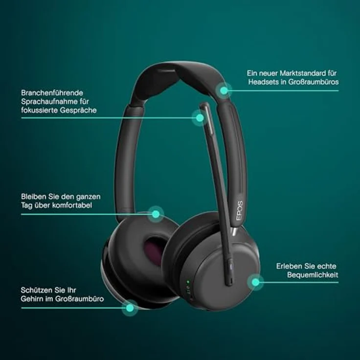 EPOS IMPACT 1060T Professionelles Büro Kabelloses Headset - Beidseitig, Super Wideband, BrainAdapt Komfort – Bild 2