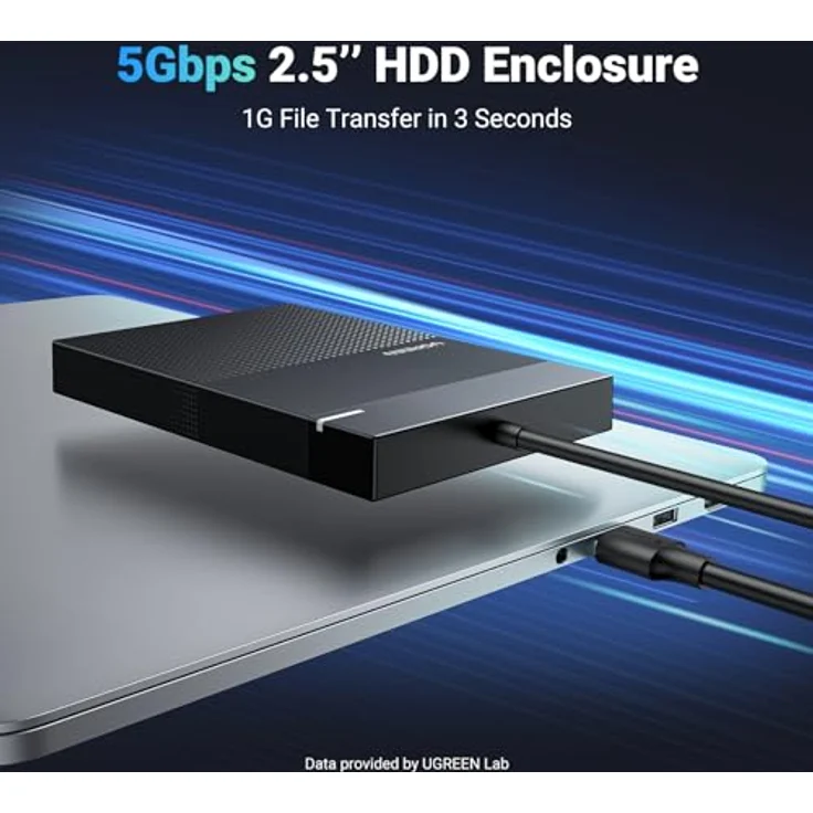 UGREEN USB 3.0 Externes Festplattengehäuse 2,5 Zoll SATA III HDD/SSD, 6 TB, Max 5 Gbps, UASP, Windows/Mac/Linux, Werkzeuglos – Bild 2