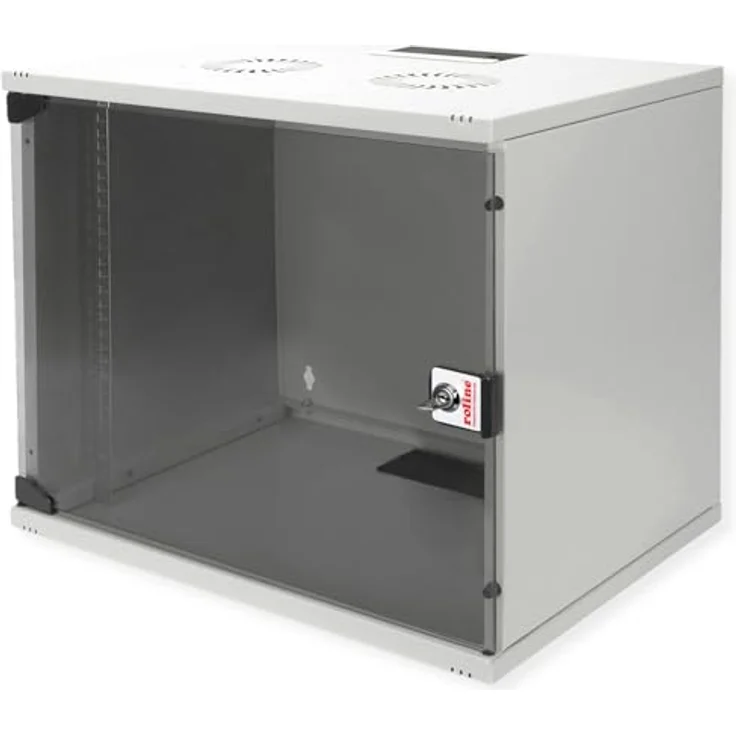 ROLINE 19-Zoll Wandgehäuse Basic 7 HE, 540x400 BxT Bausatz grau - Flatpack-Lieferung, Vollglastür, 19" Profilschienen – Bild 2