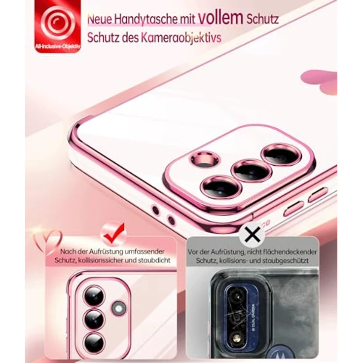 LeYi Handyhülle für Samsung Galaxy A56 5G, TPU Silikon Galvanik mit Herz Muster, Stoßfest, Kratzfest, inkl. 2 Schutzfolien, Rosa – Bild 3