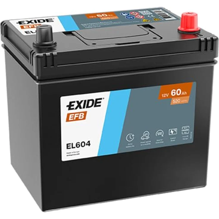 Exide EL604 Start-Stop EFB, 12V 60Ah 520A Autobatterie für Start-Stop-Fahrzeuge, wartungsfrei – Bild 1