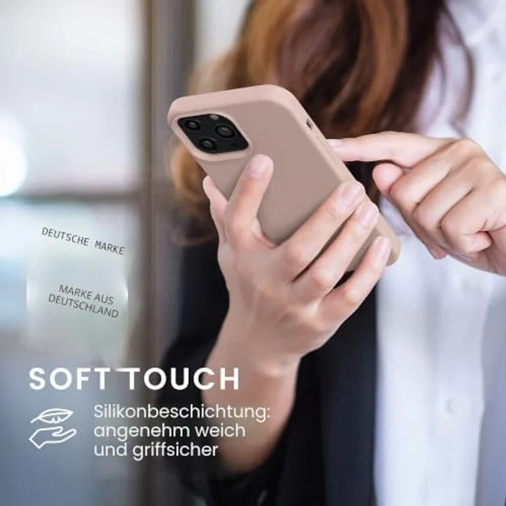 kwmobile Handyhülle für iPhone 13 Pro Max - Silikon Case in Altrosa, kabelloses Laden, griffig und stabil – Bild 4