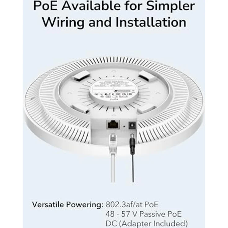 Cudy AX3000 2,5 G WiFi 6 WLAN Access Point, Business-WLAN-Lösung mit Mesh-Unterstützung, MU-MIMO, PoE- oder Gleichstromversorgung, 12V-DC-Netzteil im Lieferumfang enthalten - AP3000 – Bild 4