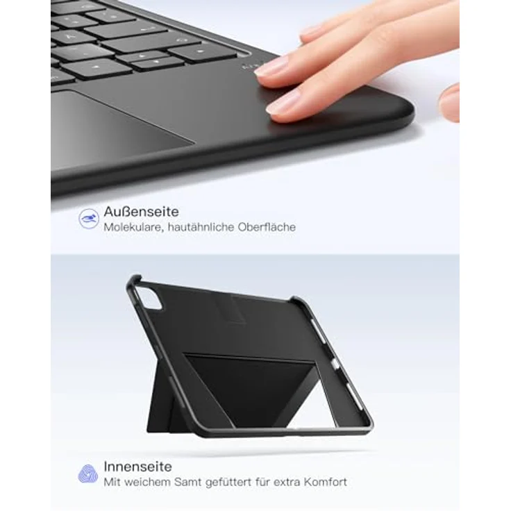 Inateck iPad Air 11 Zoll Hülle mit Tastatur, abnehmbar, 5,1" Touchpad, Stifthalter, kompatibel mit M4/M3/M2 (2026/2025/2024), Air 5/4, iPad Pro 11 – Bild 9