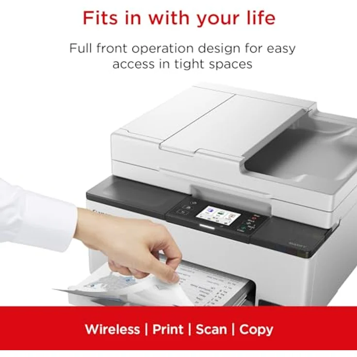 Canon MAXIFY GX2050 MegaTank Multifunktionsdrucker 4in1 (Tintenstrahl, Druck, Kopie, Scan, Fax, A4, WLAN, LAN, ADF, 6,7cm Touch LCD, 250 Blatt, Duplex, niedrige Seitenkosten, hohe Reichweite) weiß – Bild 2