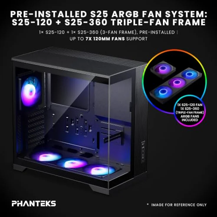 Phanteks XT V5 Midi-Tower ATX Gehäuse mit Tempered Glass, 4 RGB-Lüfter, optimal für Luft- und Wasserkühlung, schwarz – Bild 4