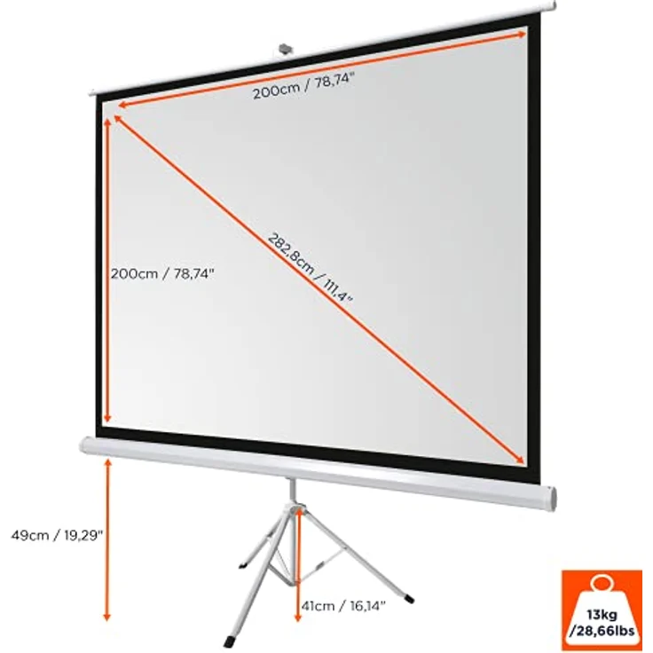 Celexon ivolum Stativleinwand 200 x 200cm,Leinwand Format 1:1, Heimkino Leinwand, Beamerleinwand,3D – Bild 2