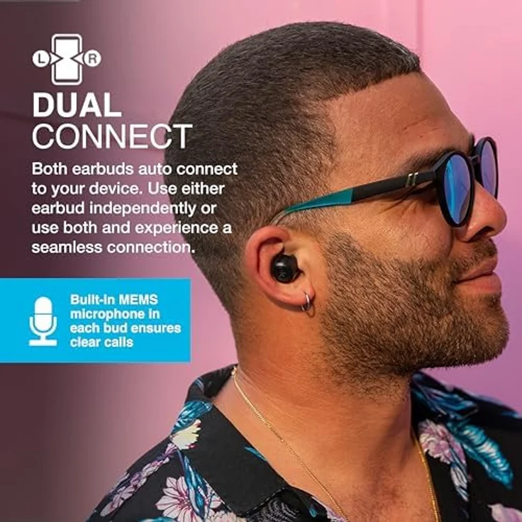 JLab Go Air Pop+ True Wireless Kopfhörer - Bluetooth 5.3, automatische Verbindung, Mitternachtsschwarz, 35 Stunden Akkulaufzeit – Bild 4
