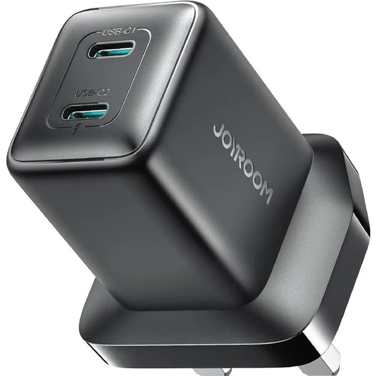 Joyroom JR-TCG17 45W 2 x USB-C Wandladegerät (UK-Stecker), GaN-Technologie, schwarze Farbe, für schnelles Laden von Geräten