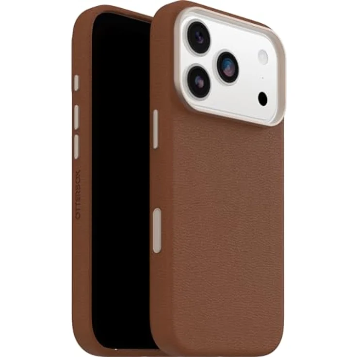OtterBox Symmetry Series Cactus Leather Hülle für iPhone 17 Pro, stoßfest, 3X Militärstandard getestet, MagSafe-kompatibel, Braun – Bild 1
