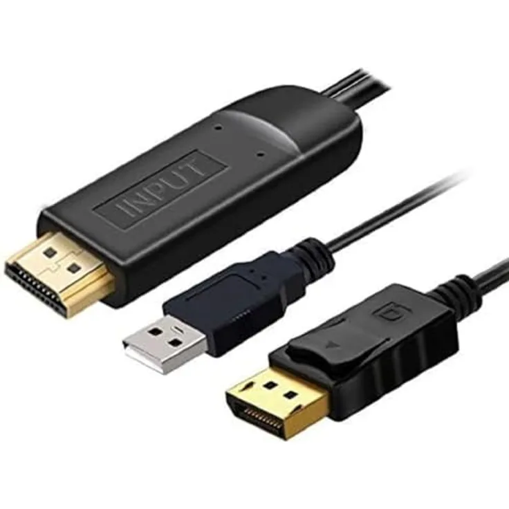 PremiumCord HDMI 2.0 zu DisplayPort 1.2 Kabel, 4K@60Hz, 2m, schwarz, ideal für Monitor- und Projektoranschluss