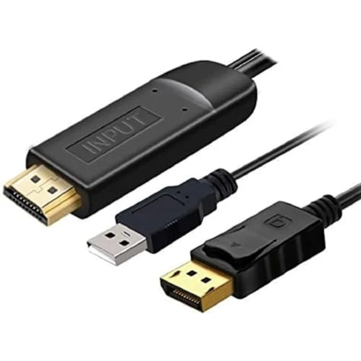 PremiumCord HDMI 2.0 zu DisplayPort 1.2 Kabel, 4K@60Hz, 2m, schwarz, ideal für Monitor- und Projektoranschluss – Bild 1