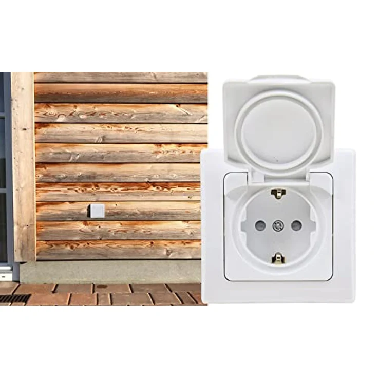 ChiliTec Gartensteckdose DE-LPHI, wassergeschützt IP44 mit Klapp-Deckel, weiß, für Längs- und Quermontage – Bild 4