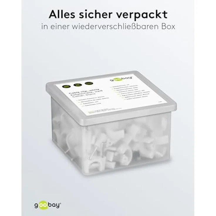 Goobay 17085 Kabelschelle für Kabel mit Kabeldurchmesser bis max. 16,0 mm weiß (100 Stück) – Bild 5