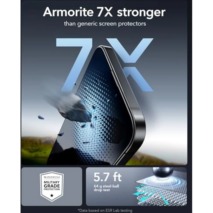 ESR Armorite Displayschutzfolie für iPhone 14 Pro, gehärtetes Glas, 3er Set, militärischer Schutz, blasen- und staubfrei, inkl. UltraFit Montagehilfe – Bild 5