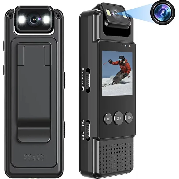 Lixada 1080P WiFi-Körperkamera, tragbare Mini-Clip-on-Kamera mit 180° drehbarem Objektiv, Nachtsicht, Bewegungserkennung und 1200 mAh Akku für Strafverfolgung und Outdoor-Aktivitäten