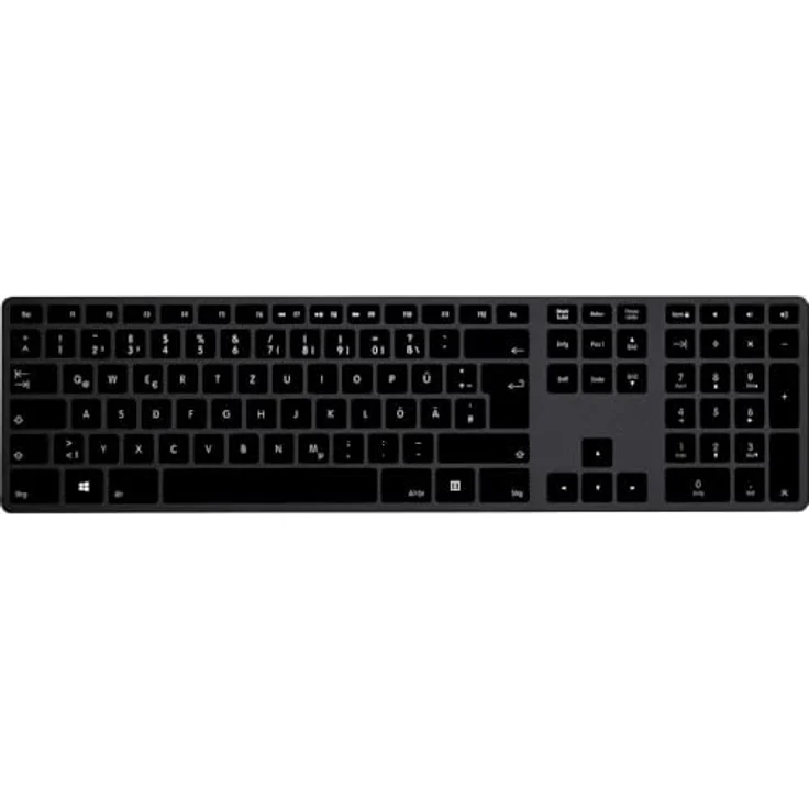 Matias Kabellos Tastatur, Wireless USB-C Aluminium, QWERTZ Schwarz, AES-128-Bit-Verschlüsselung, langer Akku – Bild 1
