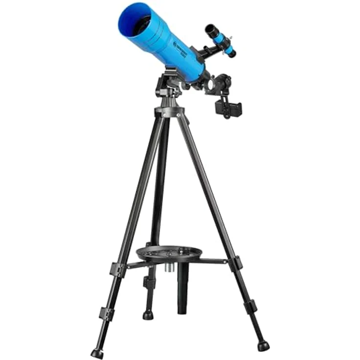 Bresser Junior Kinderteleskop 70/400 Linsenteleskop für Kinder ab 8 Jahren, Astronomie Einsteiger, Teleskop mit Rucksack, Zubehör & Smartphone-Halterung, Nachthimmel Beobachtung blau – Bild 3