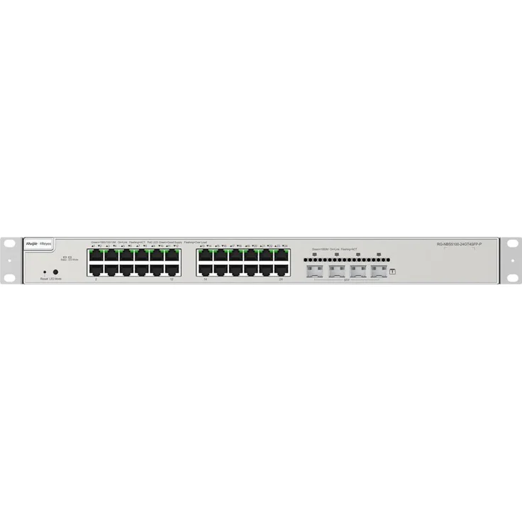 Ruijie SWITCH REYEE RG-NBS5200-24GT4XS-P, Fully-Managed Desktop-Switch mit 24 Gigabit Ports und Layer 3-Funktionalität, grau