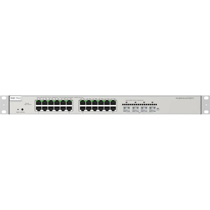 Ruijie SWITCH REYEE RG-NBS5200-24GT4XS-P, Fully-Managed Desktop-Switch mit 24 Gigabit Ports und Layer 3-Funktionalität, grau