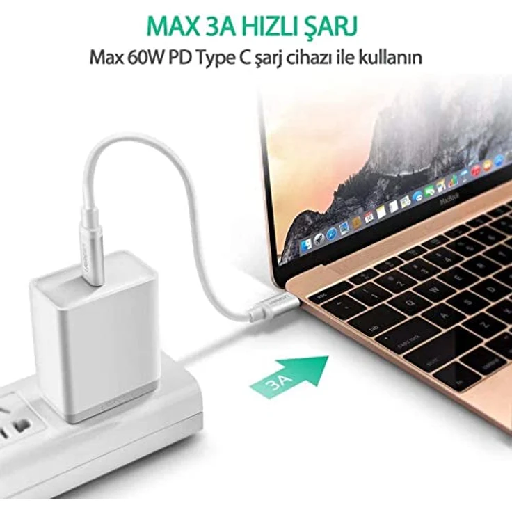 Ugreen USB-C Kabel US264, 2m, Schnellladung, Weiß, 40 MB/s Datenübertragung – Bild 6