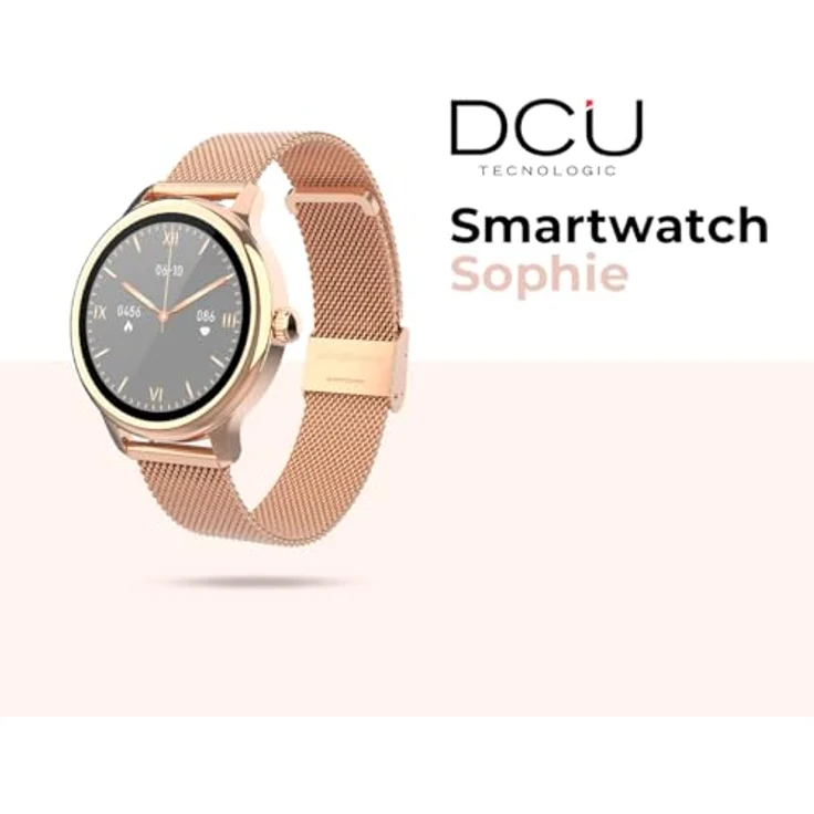 DCU TECNOLOGIC Sophie Smartwatch, Damen, Roségold, Metallband, 1,2 Zoll HD-Touchscreen, IP67 wasserdicht, 22 Sportmodi, DCU Smart App – Bild 2