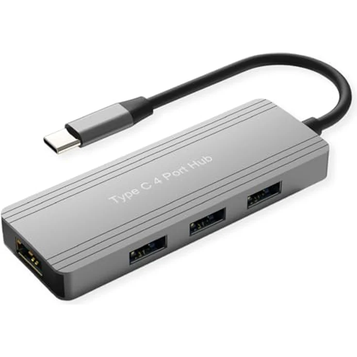 VALUE USB 3.2 Gen 1 Hub, 4-fach USB-C Anschlusskabel mit 5 Gbit/s Datentransferrate, optionale Stromversorgung über USB-C – Bild 1