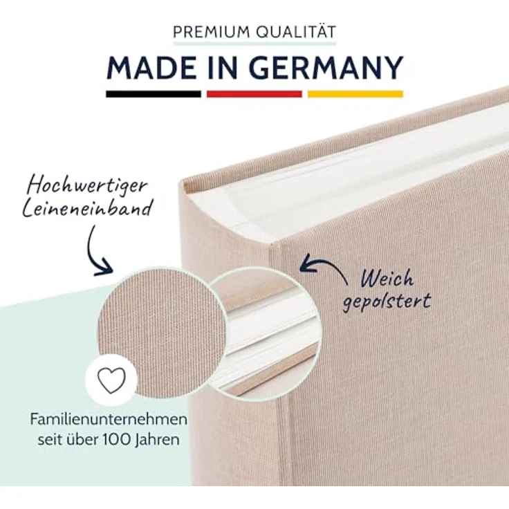 goldbuch Fotoalbum Summertime Trend 2 mit 100 weißen Seiten mit Pergamin-Trennblättern und Leineneinband, für bis zu 600 Bilder, 31605, Hochwertiges Papier, Beige, 30 x 31 cm – Bild 3