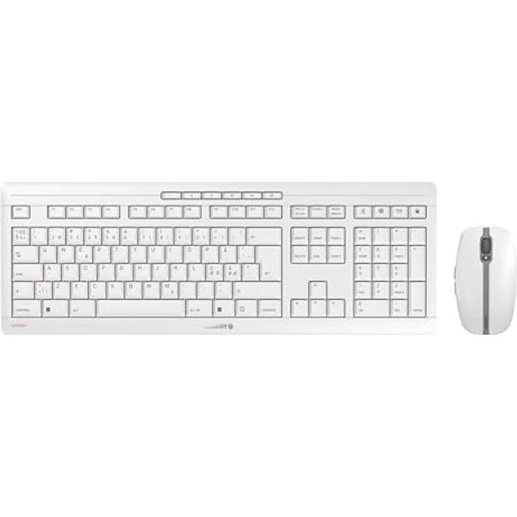 CHERRY STREAM DESKTOP RECHARGE, Kabelloses Tastatur-Maus-Set mit Pan-Nordischem Layout (QWERTY), 2,4 GHz Funk, Leiser Tastenanschlag, Wiederaufladbar, Weiß-Grau – Bild 1
