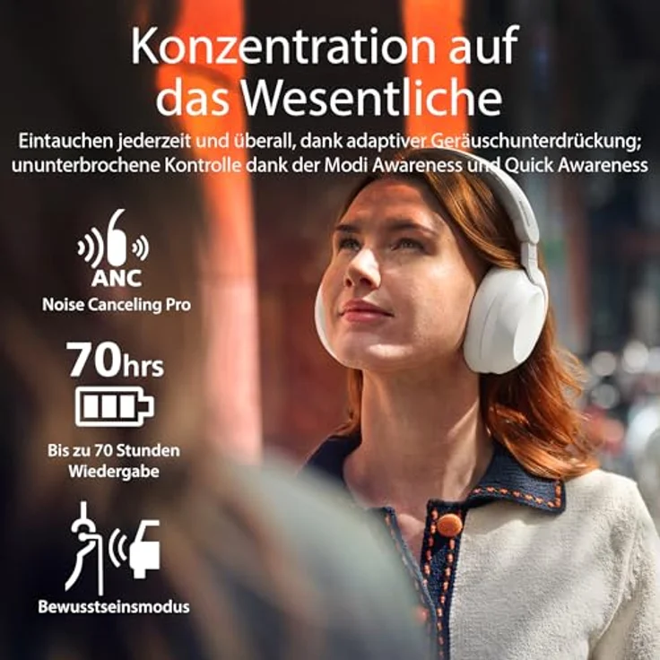 Philips TAH8000EBK/00, kabellose ohraufliegende Bluetooth-Kopfhörer mit Geräuschunterdrückung, 70 Stunden Wiedergabezeit, Sprachassistent kompatibel, schwarz – Bild 3