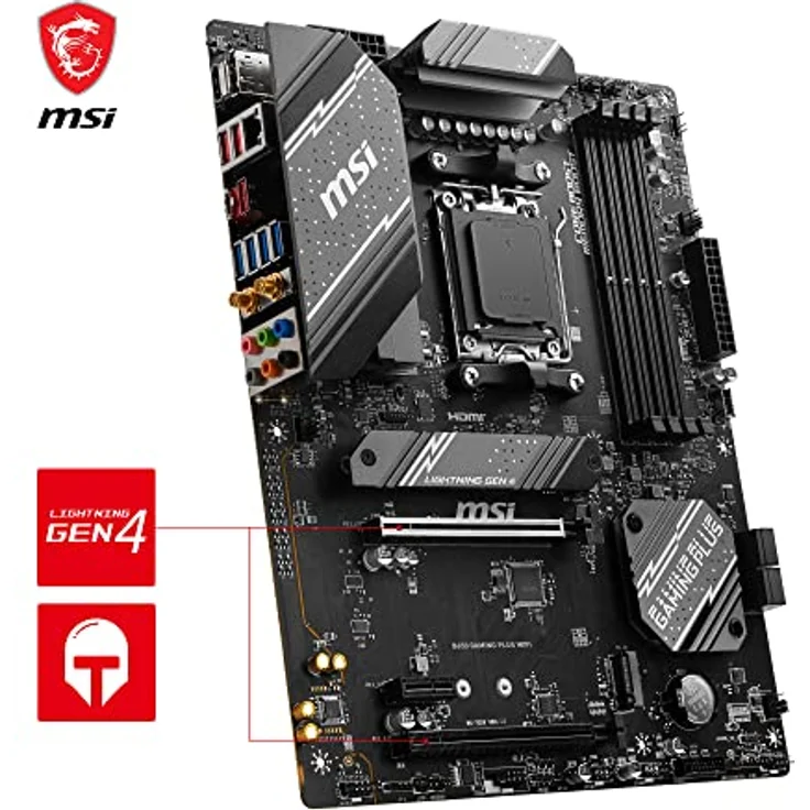 MSI B650 Gaming Plus WiFi Motherboard (unterstützt AMD Ryzen 7000 Prozessoren, AM5 - DDR5 Memory Boost 6400+MHz/OC, 2 x PCIe 4.0 x16, 2 x M.2 Gen4, Wi-Fi 6E, ATX) – Bild 5