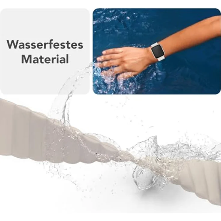 NALIA Core Magnet Armband für Apple Watch SE & iWatch Series 10-1, 38/40/41/42mm, Atmungsaktives Silikon Loop mit Rillen Design, Farbe: Polarstern Sandweiss – Bild 5