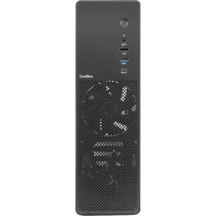CoolBox COO-PCT100-0, superflaches PC-Gehäuse in Schwarz für micro ATX und Mini-ITX mit 5x 2.5" Erweiterungsschächten