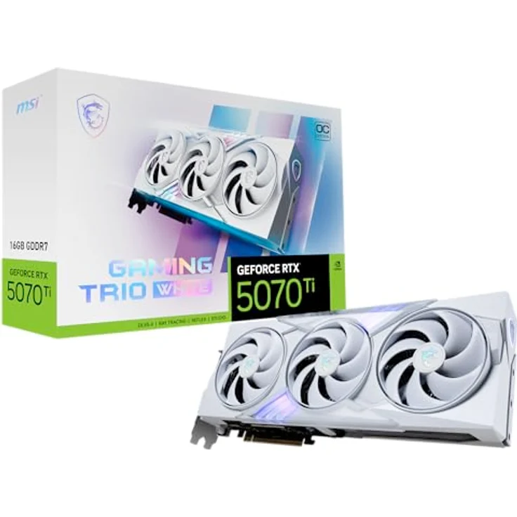 MSI RTX 5070 Ti 16G Gaming Trio OC White, Next-Gen-Grafikkarte mit 16 GB GDDR6X und 2300 MHz Chiptakt – Bild 1