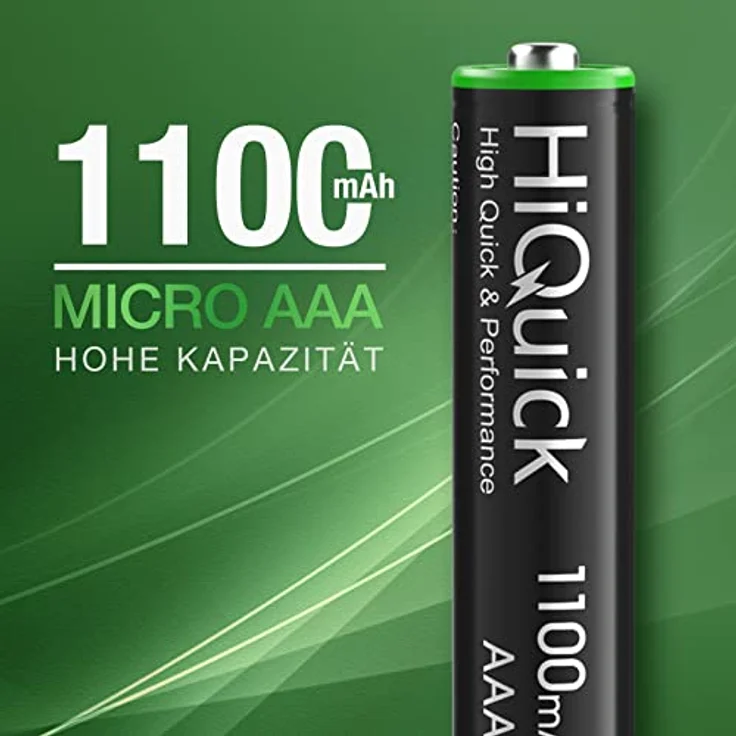 HiQuick Micro AAA Akku, NI-MH 1100mAh wiederaufladbar Batterien, geringe Selbstentladung 1.2V Akku, 8 x Micro AAA – Bild 2