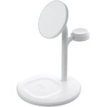 Green Cell Greencell MagScape Induktiver Ladeständer 3-in-1 MagSafe für iPhone, Apple Watch, AirPods - Weiß, 15W Schnellladung, hüllenfreundlich