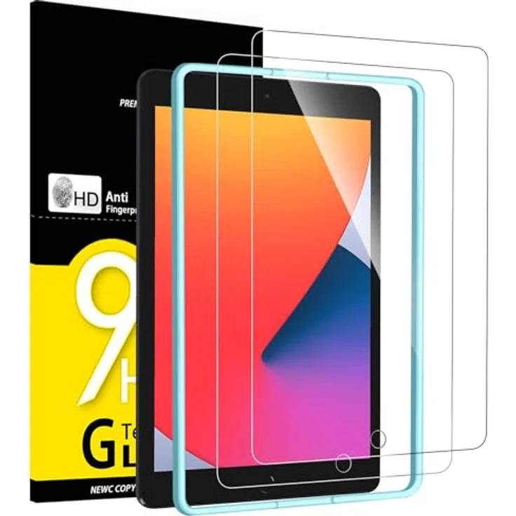 NEW'C Schutzfolie für iPad 9/8/7 10,2 Zoll, Panzerglas 9H mit Montagehilfe und anti-fingerprint Beschichtung – Bild 1