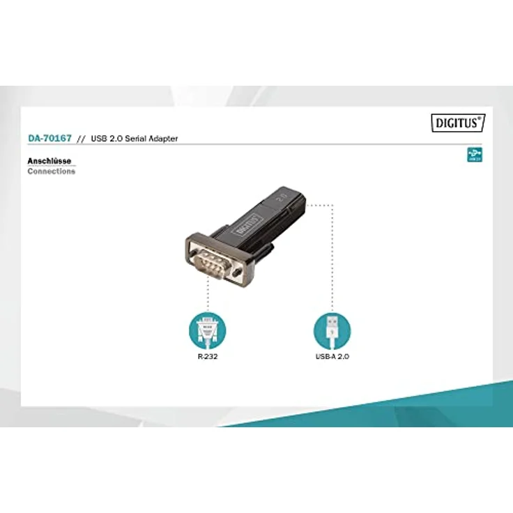 DIGITUS USB zu Seriell Adapter - RS232 Konverter - USB 2.0 zu DSUB 9 - FTDI FT231XS + FT3243S Chipsatz - Ca. 80 cm Kabel - Preisvergleich – Bild 2