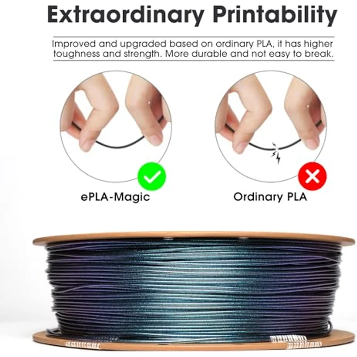 eSUN ePLA-Magic Glitter PLA Filament 1.75mm, Dunkel Glänzendes Blau, maßgenauigkeit +/- 0.05mm, 1KG Spule für 3D Drucker – Bild 3